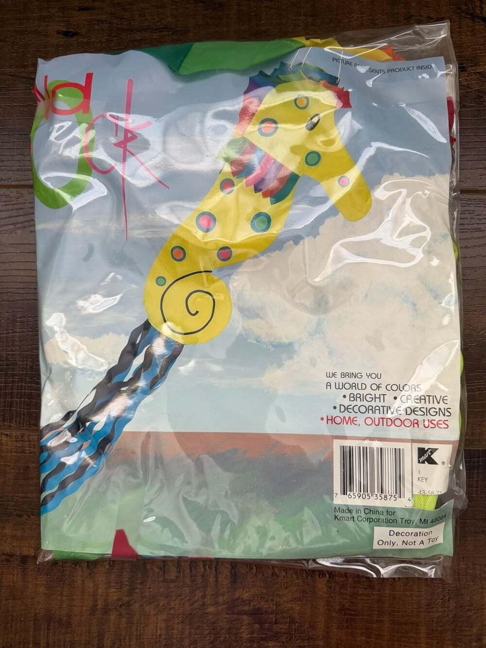 Kmart Vintage Seahorse Windsock Outdoor Decoration New